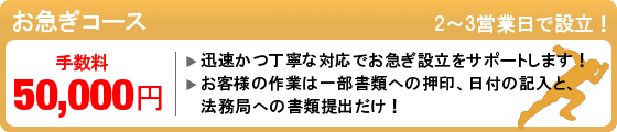 株式会社設立お急ぎコース